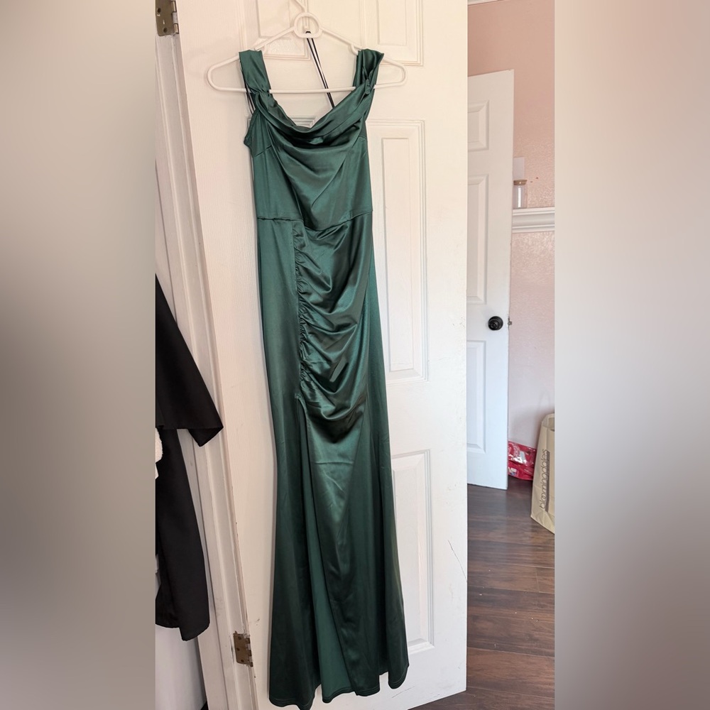 SHEIN Deep Green Satin Dress